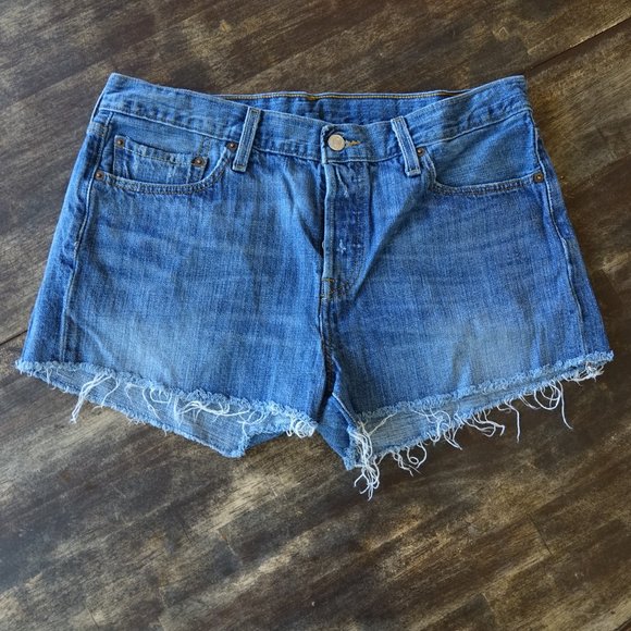 LEVI'S Medium Wash Button Fly 501 High Rise Shorts 31 - Picture 2 of 7